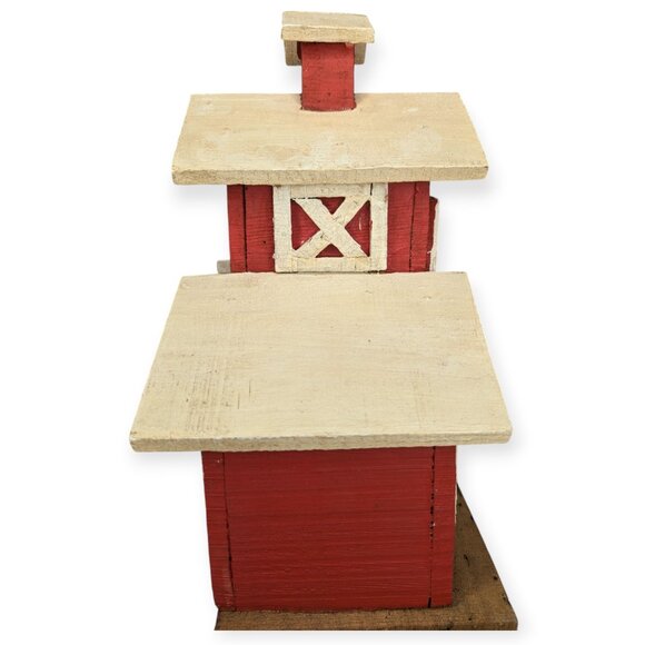 Vintage 1998 Garden Gate Designs Red & White Wood Barn Birdhouse Never Used 12" - Picture 4 of 12